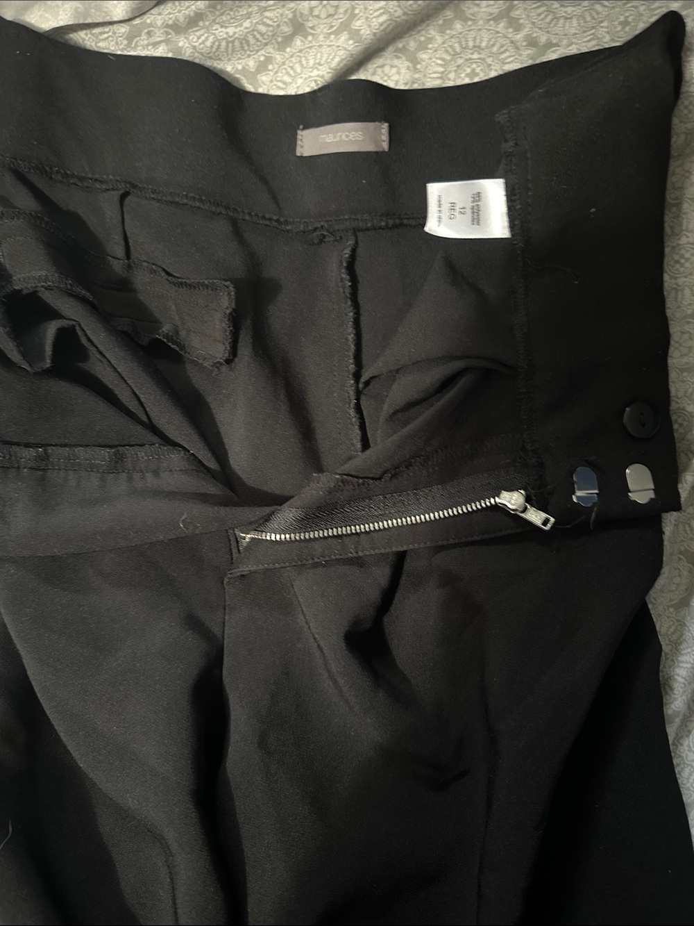 Maurices Black Dress Slacks with Zipper Fly